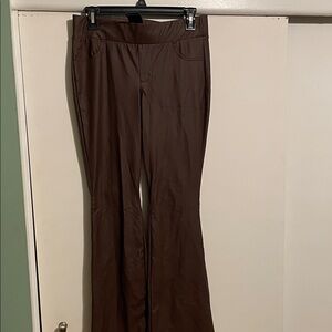 Brown women’s faux leather bootcut leggings